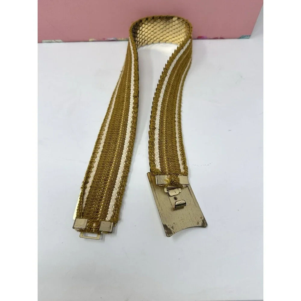 Vintage Boho Medallion Stretch Belt Gold color Metal - Size Small To M‎
